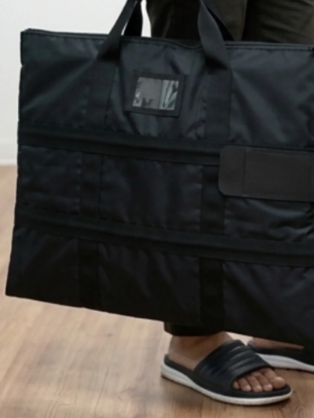 Men's Black Laptop Tote Bag with Organized Front Panels